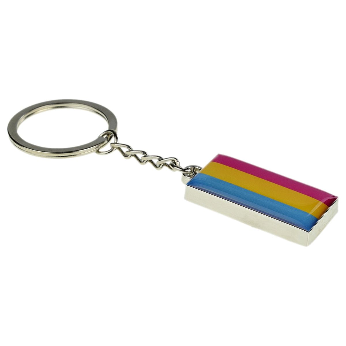 Pansex Flag Design Silver Finish Keyring Engraved and Personalised - Ashton and Finch