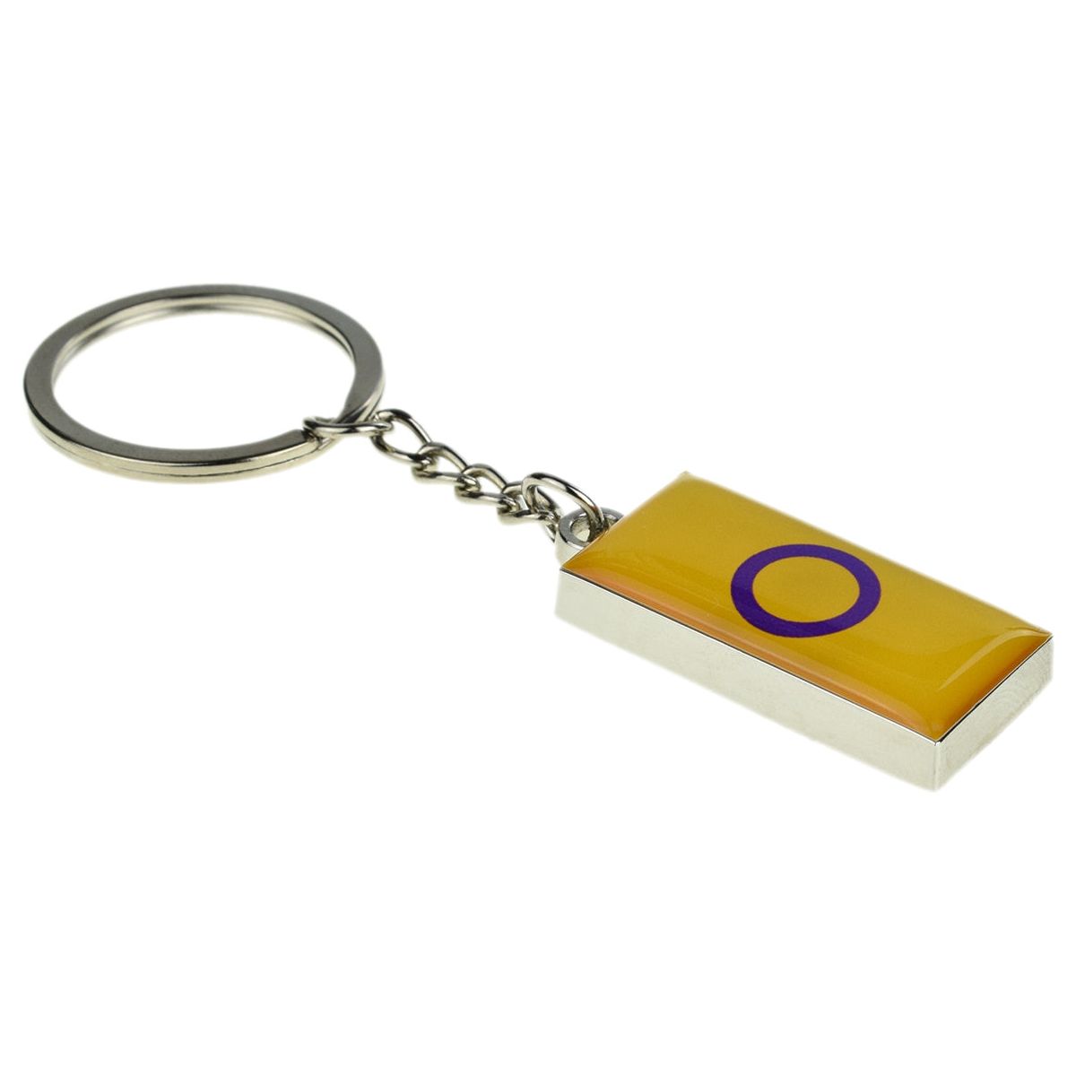 Intersex Flag Design Silver Finish Keyring Engraved and Personalised - Ashton and Finch
