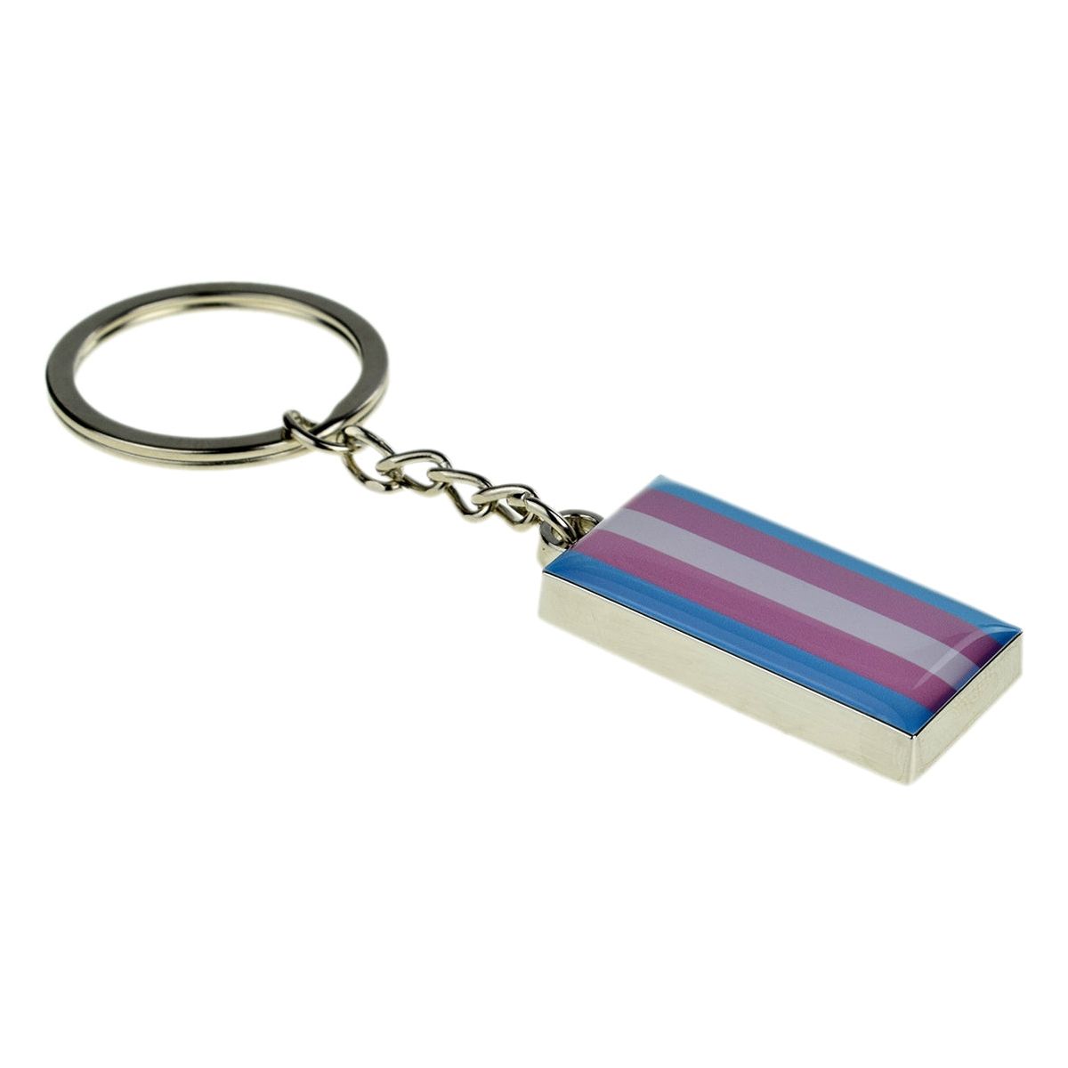 Transgender Flag Design Silver Finish Keyring Engraved and Personalised - Ashton and Finch
