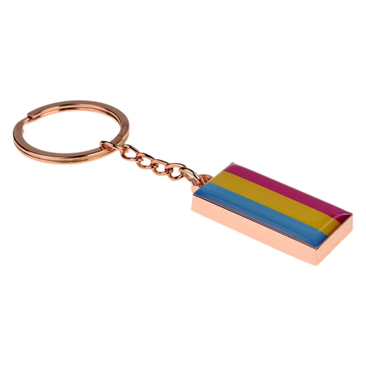 Pansex Flag Design Rose Gold Finish Keyring Engraved and Personalised - Ashton and Finch