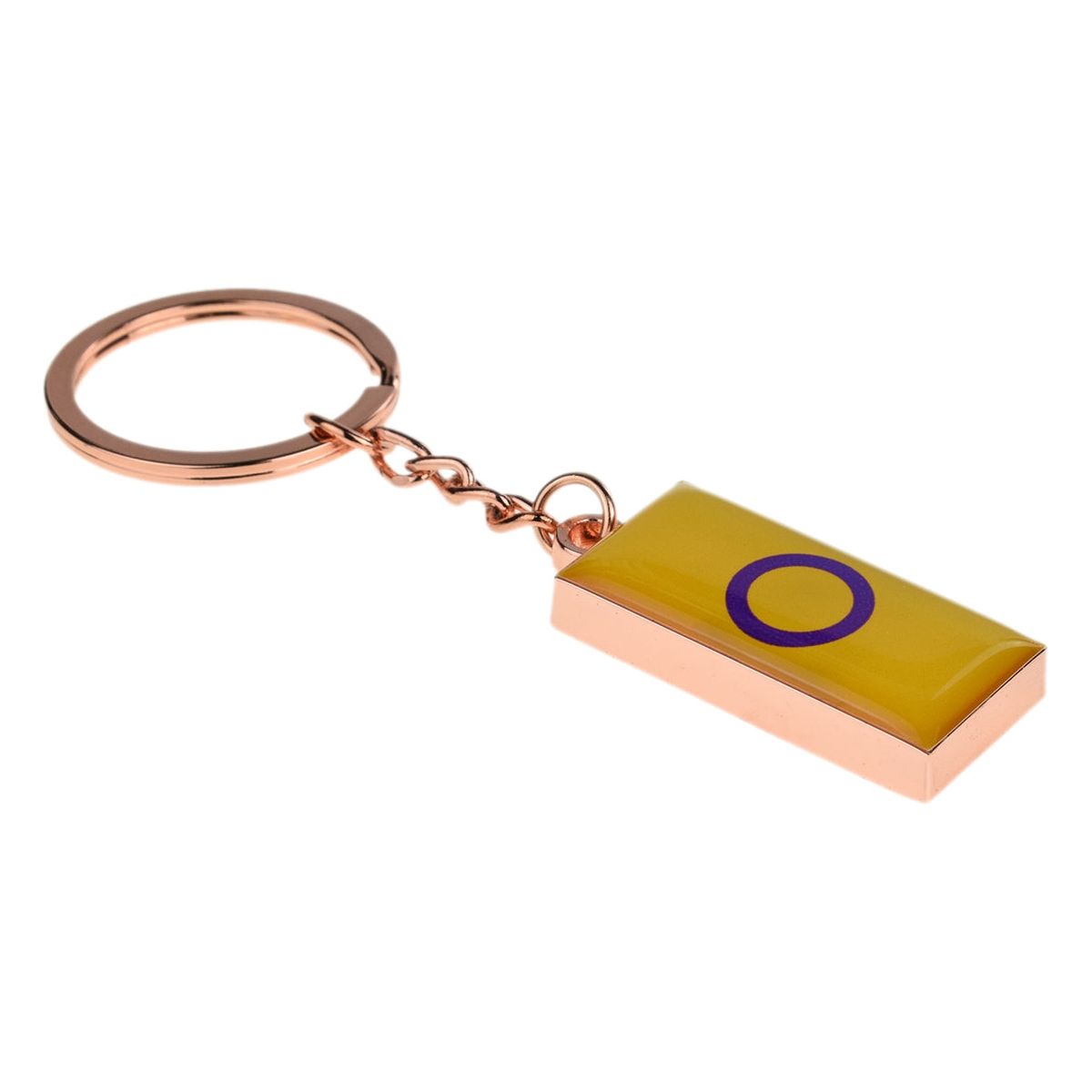 Intersex Flag Design Rose Gold Finish Keyring Engraved and Personalised - Ashton and Finch
