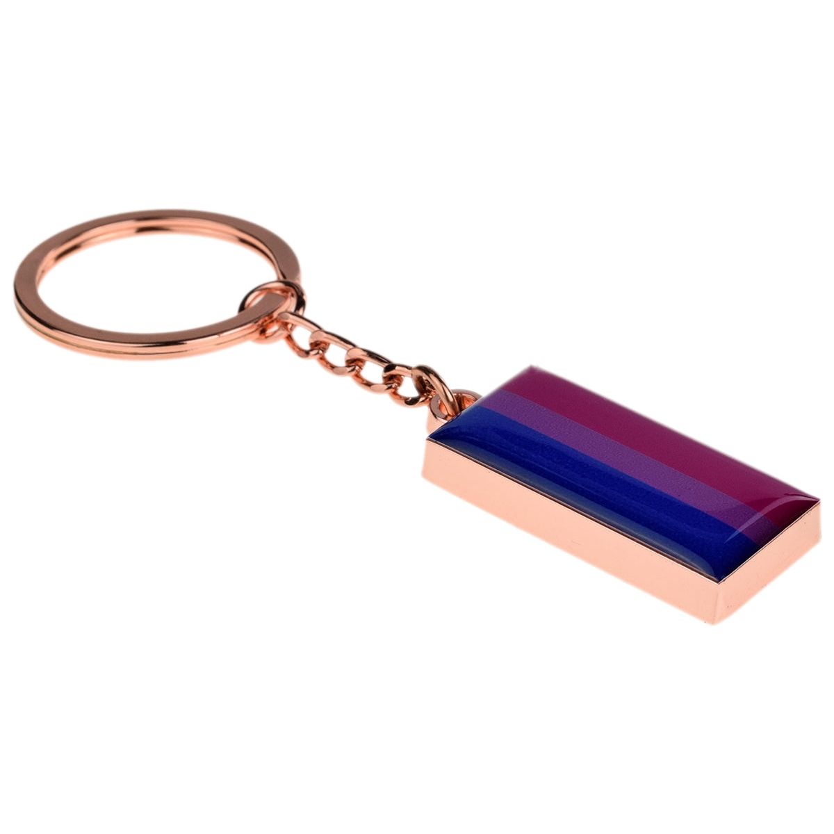Bisexual Flag Design Rose Gold Finish Keyring Engraved and Personalised - Ashton and Finch