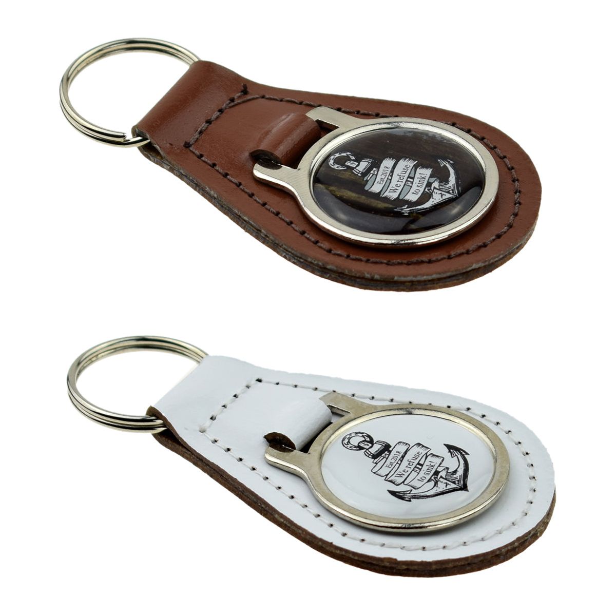 Personalised Est. Date We Refuse to Sink Anchor His & Hers Keyrings - Ashton and Finch