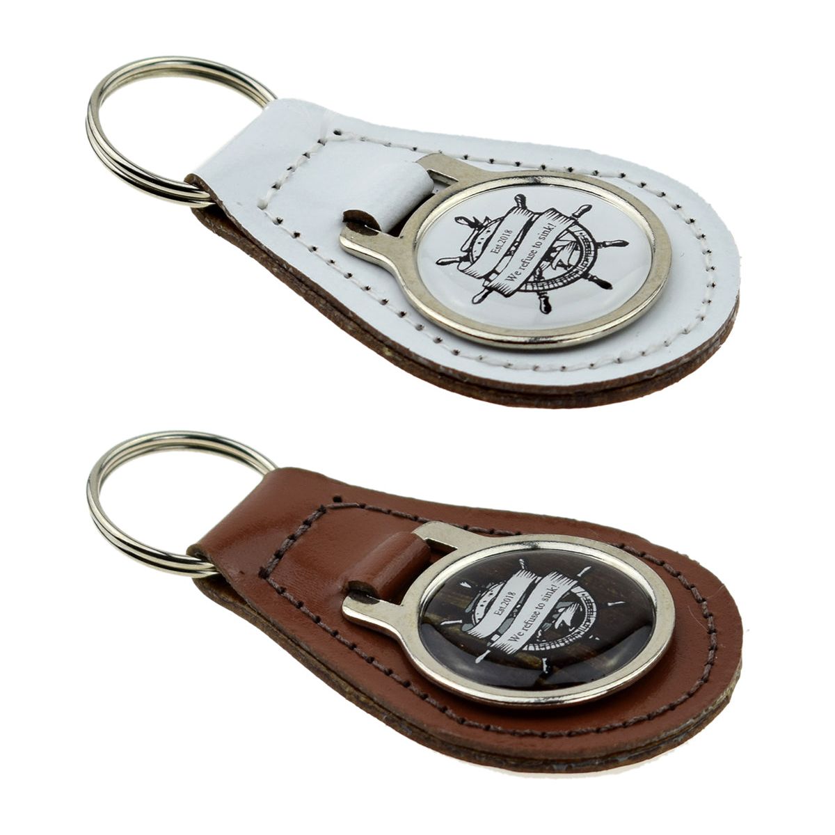 Personalised Est. Date We Refuse to Sink Ships Wheel His & Hers Keyrings - Ashton and Finch