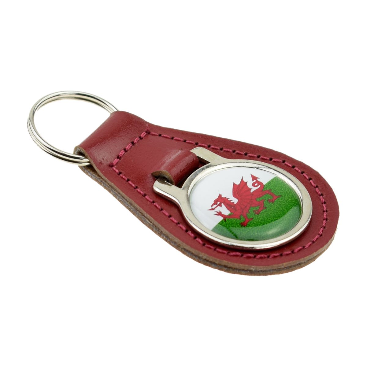 Welsh Flag Design Red Bonded Leather Keyring - Ashton and Finch