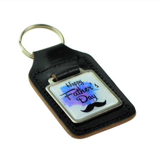 Keyring Key Ring bonded leather key fob Happy Fathers Day - Ashton and Finch