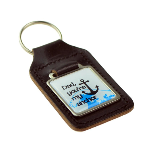 Keyring Key Ring bonded leather key fob Dad you're my anchor - Ashton and Finch