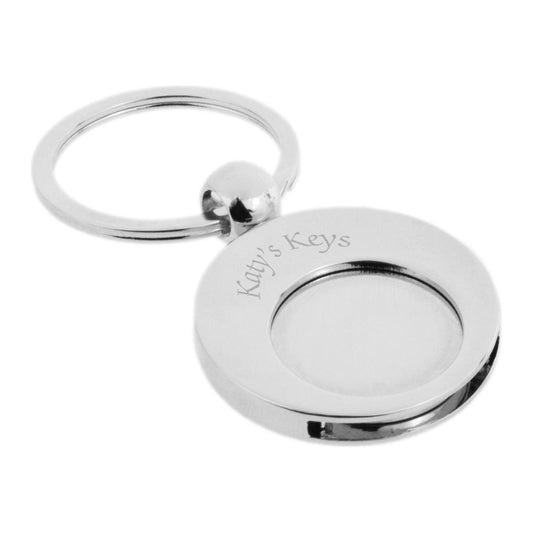 Personalised Engraved Round Keyring and Trolley Coin Token with Heavy duty Bail and Split Ring - Ashton and Finch