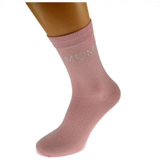 Mum with Heart Design Nice Mothers Day Ladies Pink Socks - Ashton and Finch