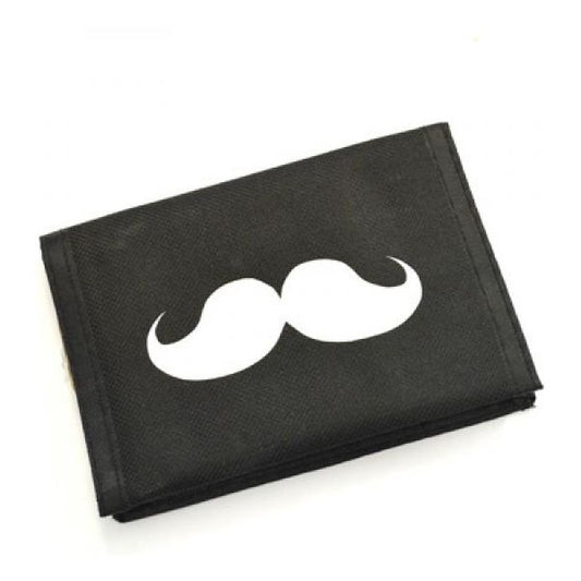 Moustache Design Black Canvas Wallet - Ashton and Finch
