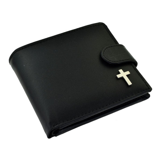 Silver Christian Cross Design Leather Wallet - Ashton and Finch