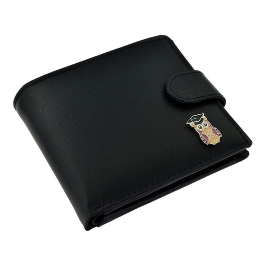Leather Wallet with Wise Owl with Mortar Board for Graduate or Teacher - Ashton and Finch