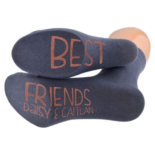 Personalised Sole Print Best Friends Rose Gold Print Ash Grey Socks - Ashton and Finch