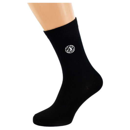 Plain Black Socks with Personalised Silhouette Initials - Ashton and Finch