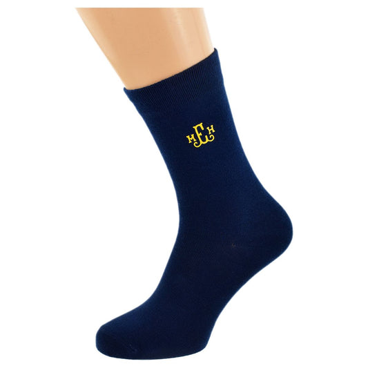 Personalised Initials Navy Blue Mens Socks - Ashton and Finch