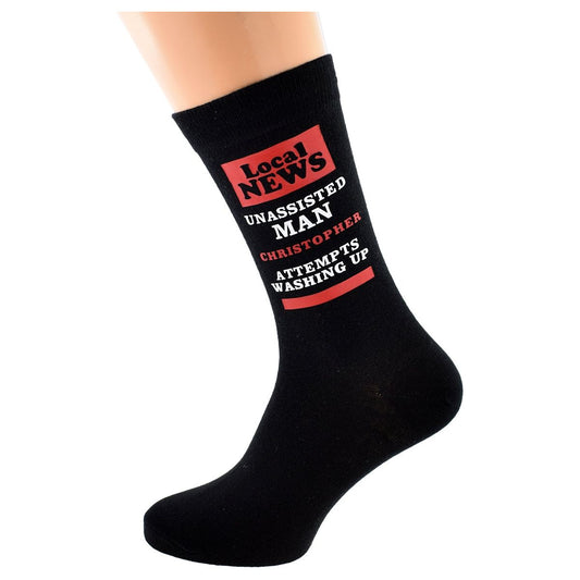 Personalised Funny Local News Mens Socks - Ashton and Finch