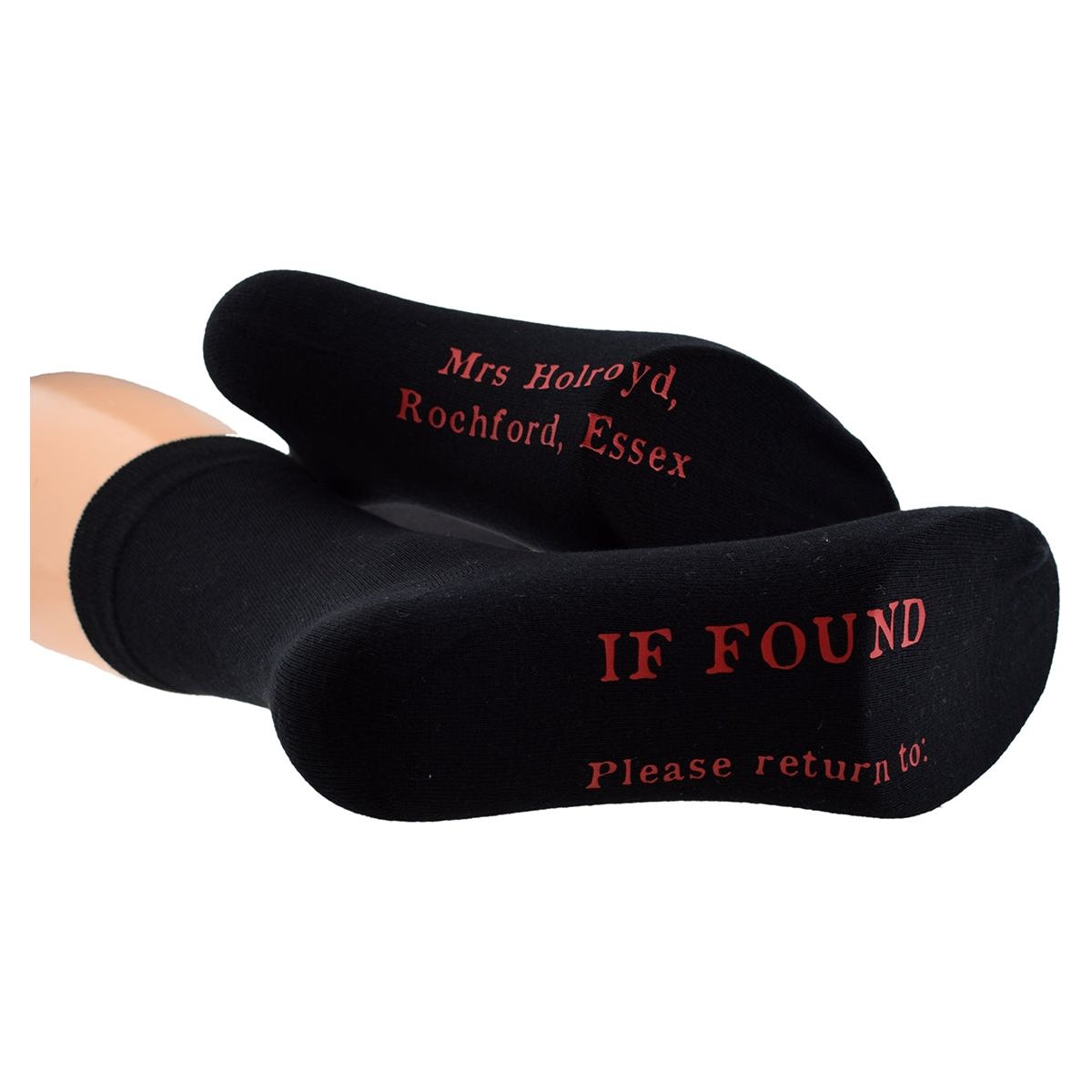 Personalised If Found Please Return to Mens Black Socks - Ashton and Finch