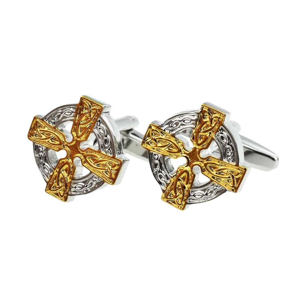 Two Tone Celtic Round Cross Cufflinks - Ashton and Finch