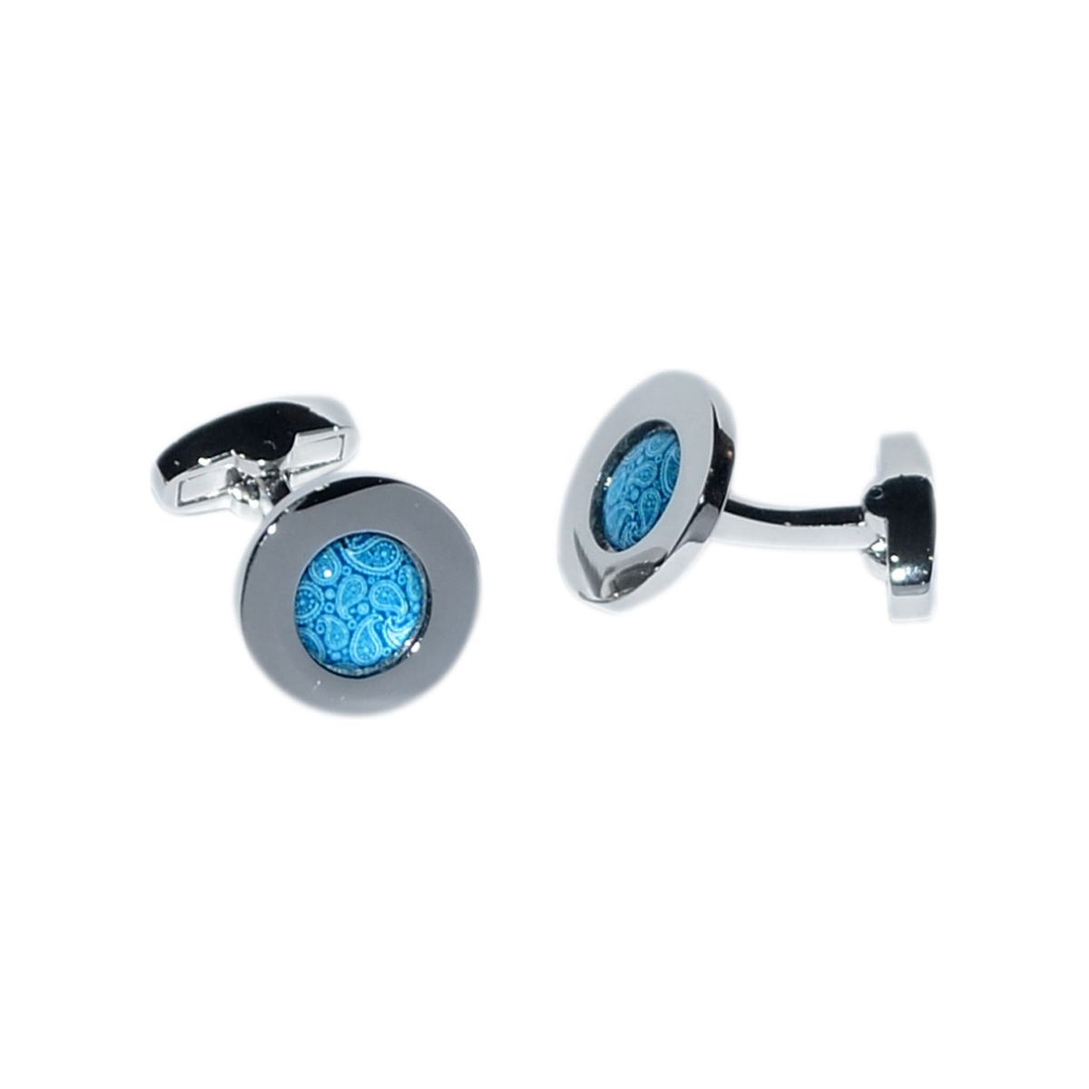 Teal Paisley Pattern Centred Cufflinks - Ashton and Finch