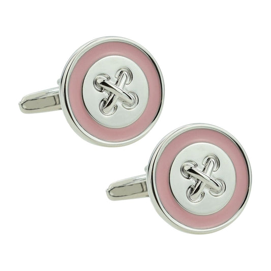 Stitched Button Cufflinks - Pink - Ashton and Finch