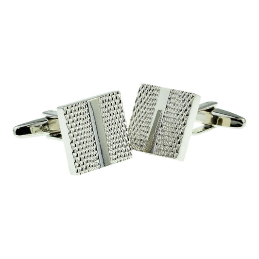 Square rhodium plated patterned classic Cufflinks - Ashton and Finch