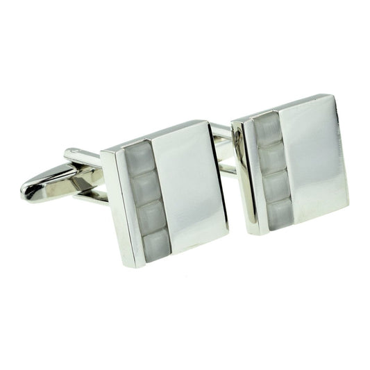 Square Classic Cufflinks with White Acrylic Décor - Ashton and Finch