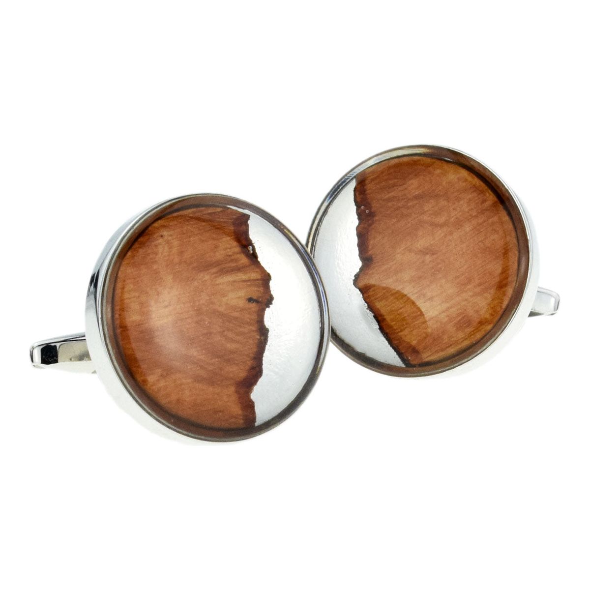 Single Section of Briar Wood Encapsulated Cufflinks - Ashton and Finch