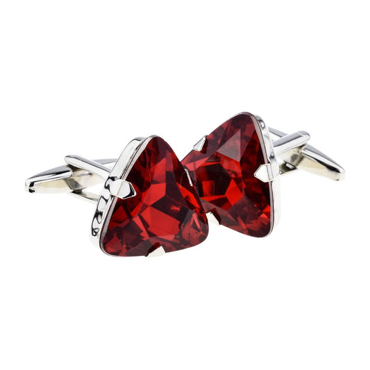 Ruby Red Triangular Acrylic Crystal Cufflinks - Ashton and Finch