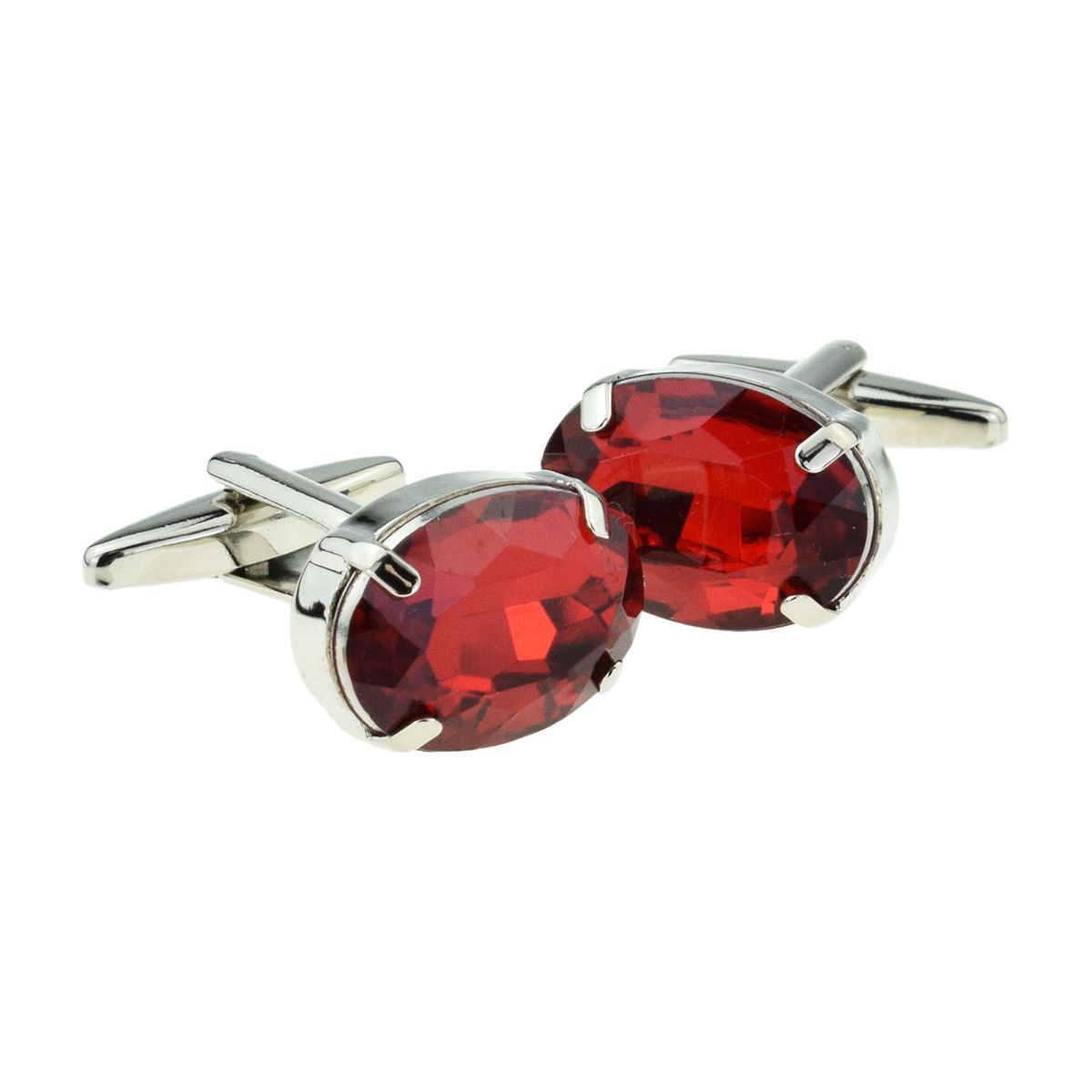 Ruby Red Oval Acrylic Crystal Cufflinks - Ashton and Finch