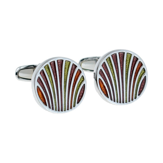 Round Red & Green Peacock Classic Cufflinks - Ashton and Finch