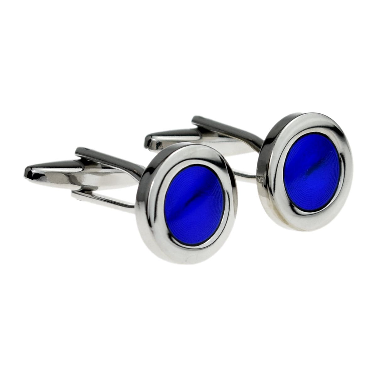 Round Cufflinks with Blue circle classic design - Ashton and Finch