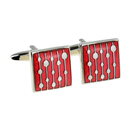 Red with Silver Classic Cufflinks - Ashton and Finch