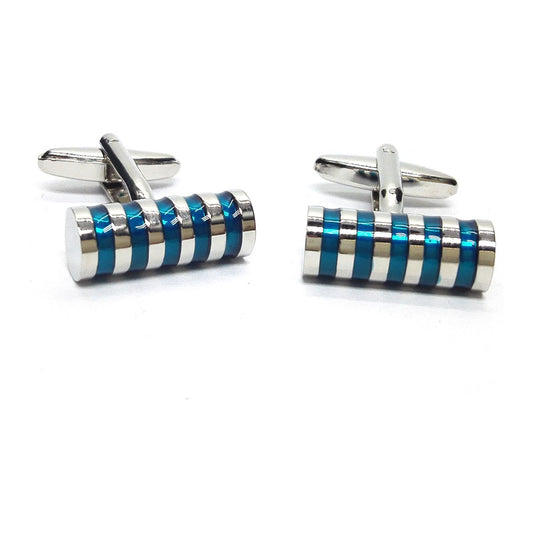 4 Blue Transparent Stripes Cufflinks - Ashton and Finch