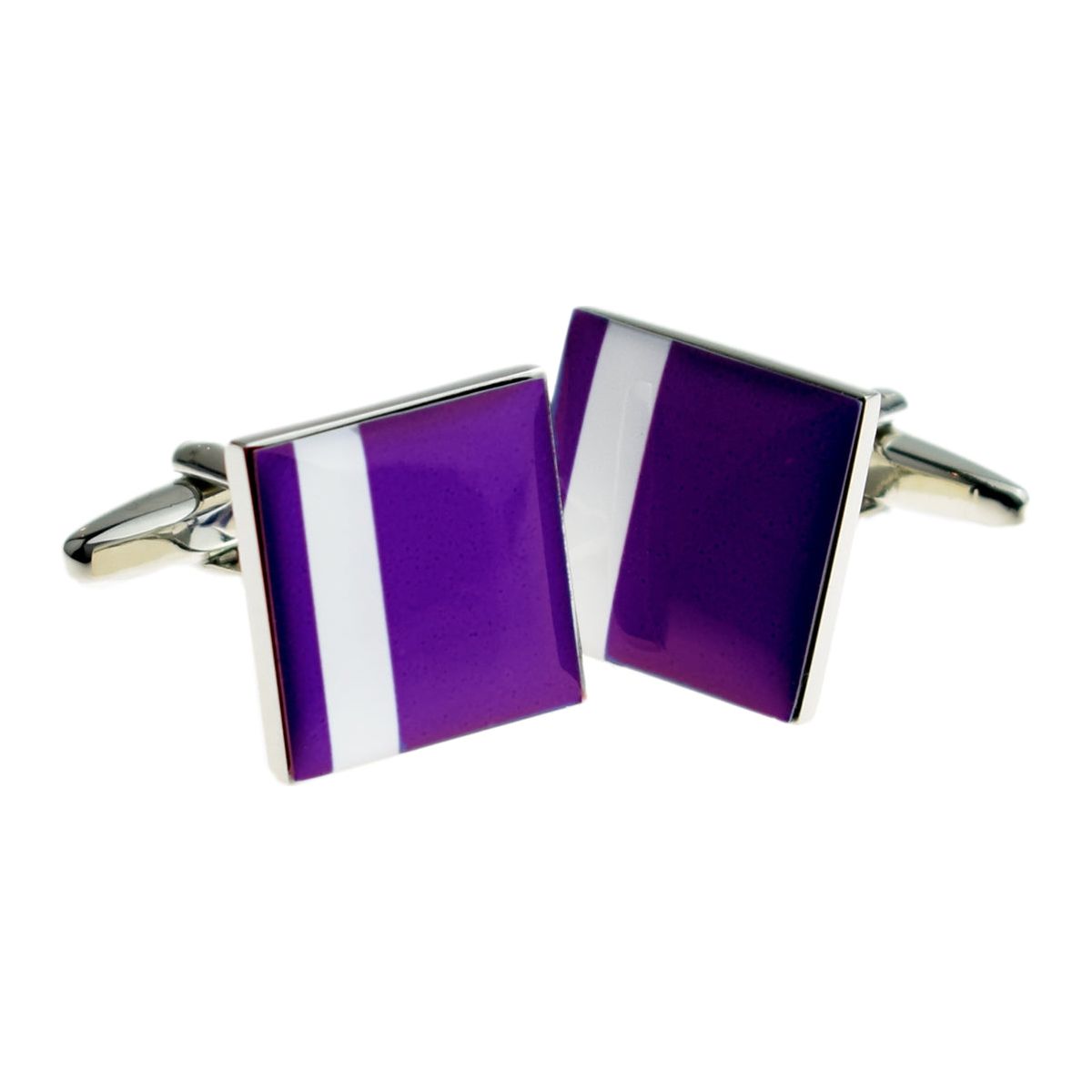 Purple with Off Centre White Stripe Cufflinks - Ashton and Finch
