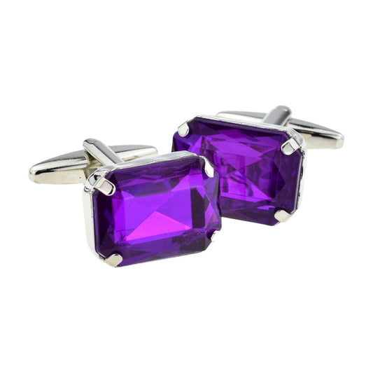 Purple Baguette Cut Acrylic Crystal Cufflinks - Ashton and Finch