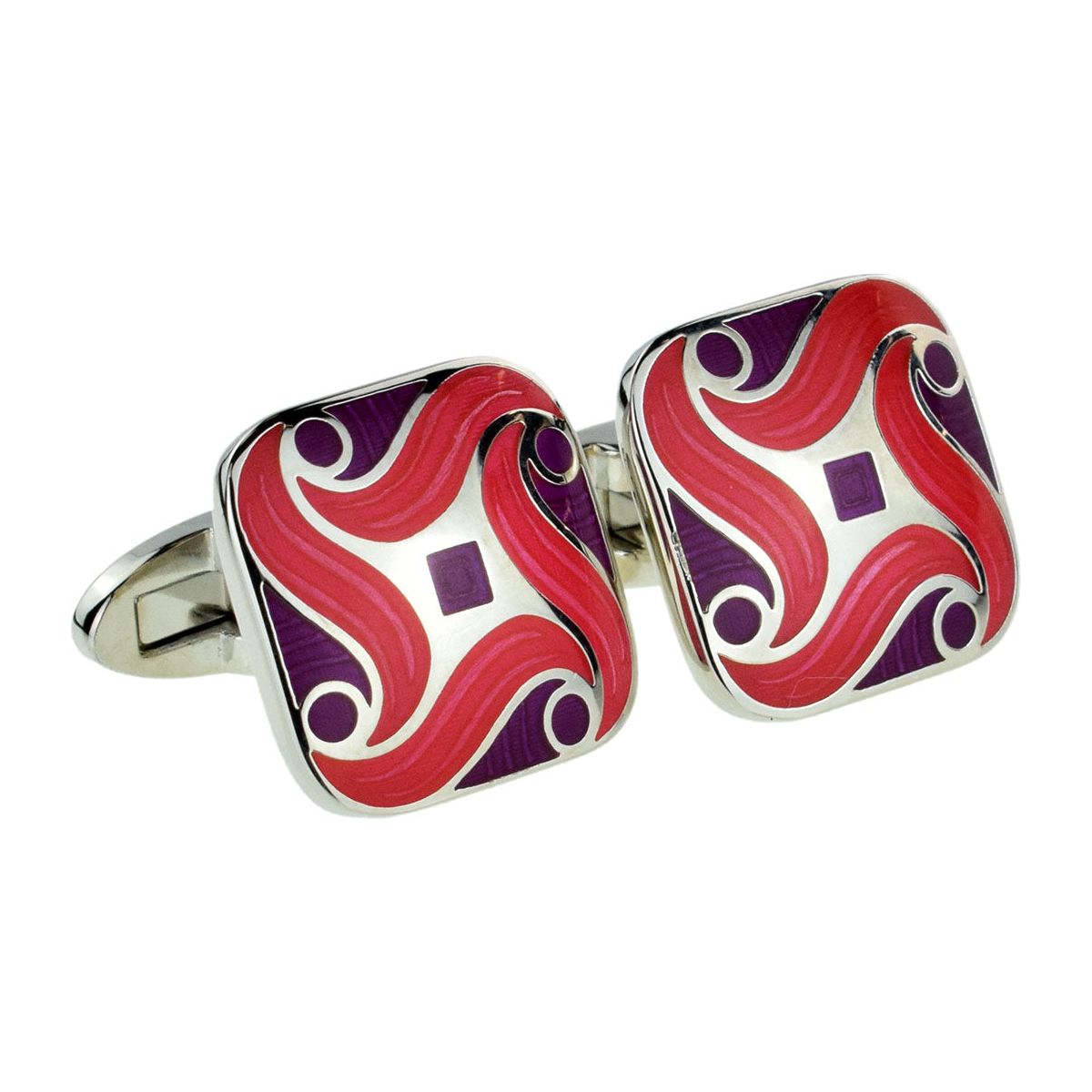 Purple & Red Patterned Square Classic Cufflinks - Ashton and Finch