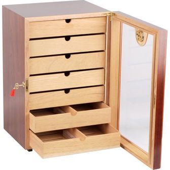 Cigar Cabinet Cherry/Acrylic 7 Draws Holds Approx 150 Cigars - Ashton and Finch