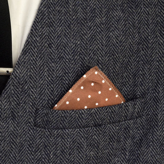 Chocolate Brown Spotted Pocket Square - Ashton and Finch