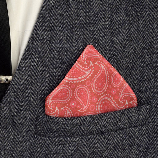 Red Paisley Design Pocket Square - Ashton and Finch
