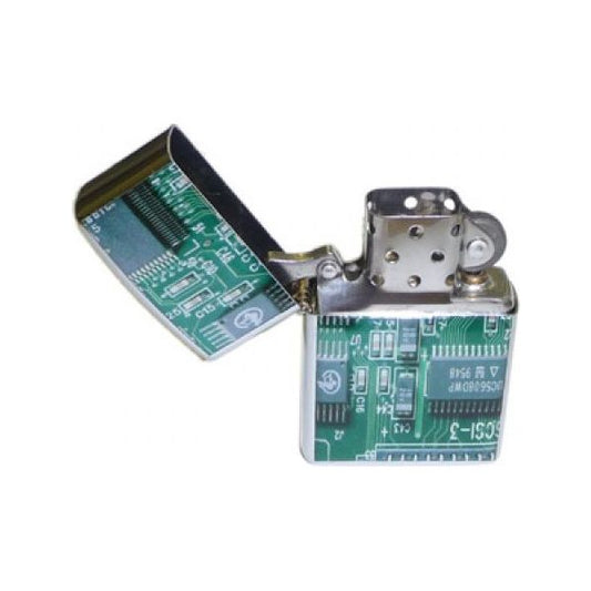 Engraved Petrol Lighter with Computer Circuit board Design - Ashton and Finch