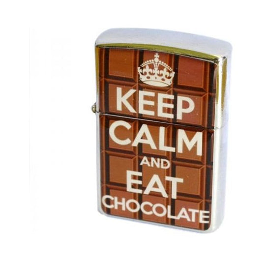 Engraved Keep Calm & Eat Chocolate Petrol Lighter - Ashton and Finch