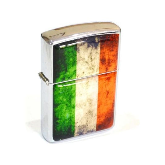 Engraved Plain Retro Irish Flag Petrol Lighter - Ashton and Finch