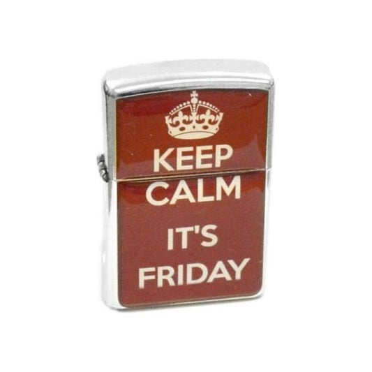 Engraved Keep Calm It's Friday Burgundy Petrol Lighter - Ashton and Finch
