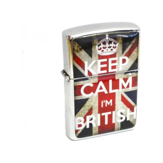 Engraved Keep Calm I'm British Grunge Retro Style Petrol Lighter - Ashton and Finch