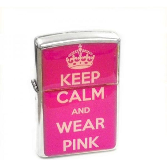 Engraved Keep Calm & Wear Pink Hot Pink Petrol Lighter - Ashton and Finch
