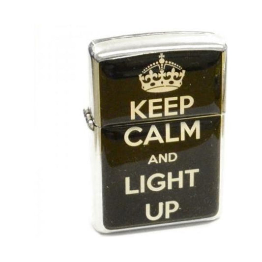 Engraved Keep Calm & Light Up Black Petrol Lighter - Ashton and Finch