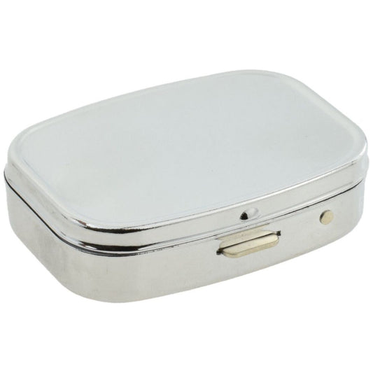 Rhodium Plated Rectangle Pill Box Engraved and Personalised - Ashton and Finch