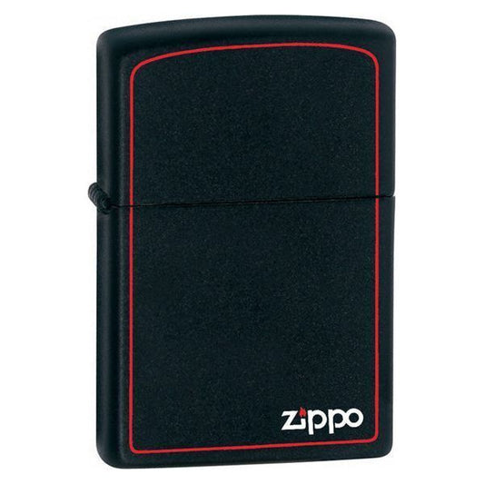 Zippo Black Matte With Zippo Logo And Red Lined Border (engravable) - Ashton and Finch