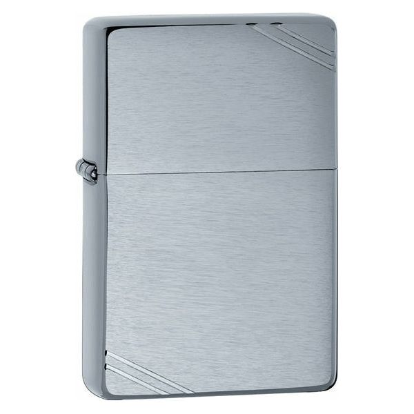 Zippo Brushed Chrome Vintage With Slashes Engraved and Personalised - Ashton and Finch