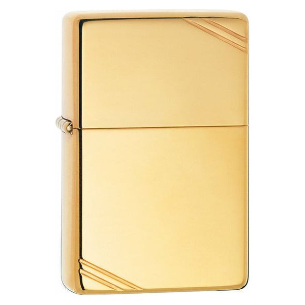 Zippo High Polish Brass Vintage With Slashes Engraved and Personalised - Ashton and Finch
